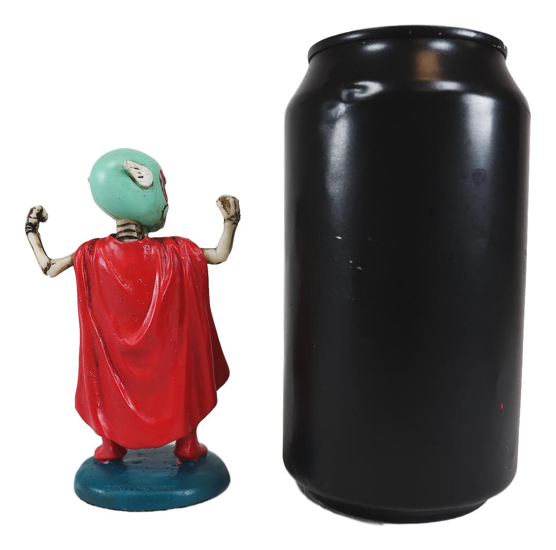 Ebros DOD Luchador Superman Red Cape Skeleton Mexican Wrestler Figurine - Ebros Gift