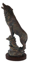 Large Wildlife Cries Of The Night Howling Gray Wolf Standing On Rocks Figurine