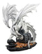 Large 20"L White Cloud Dragon Guardian Of Treasure Mine Statue With Secret Box