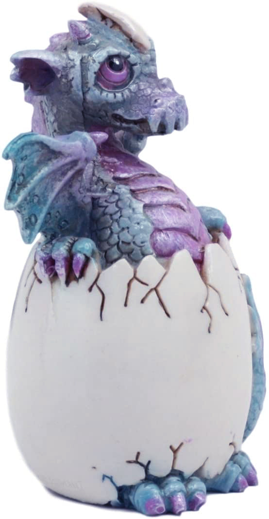 Ebros Small Purple Whimsical Dragon Baby Hatchling In Egg Statue Fantasy Prehistoric Twilight Dragon Collectible Figurine