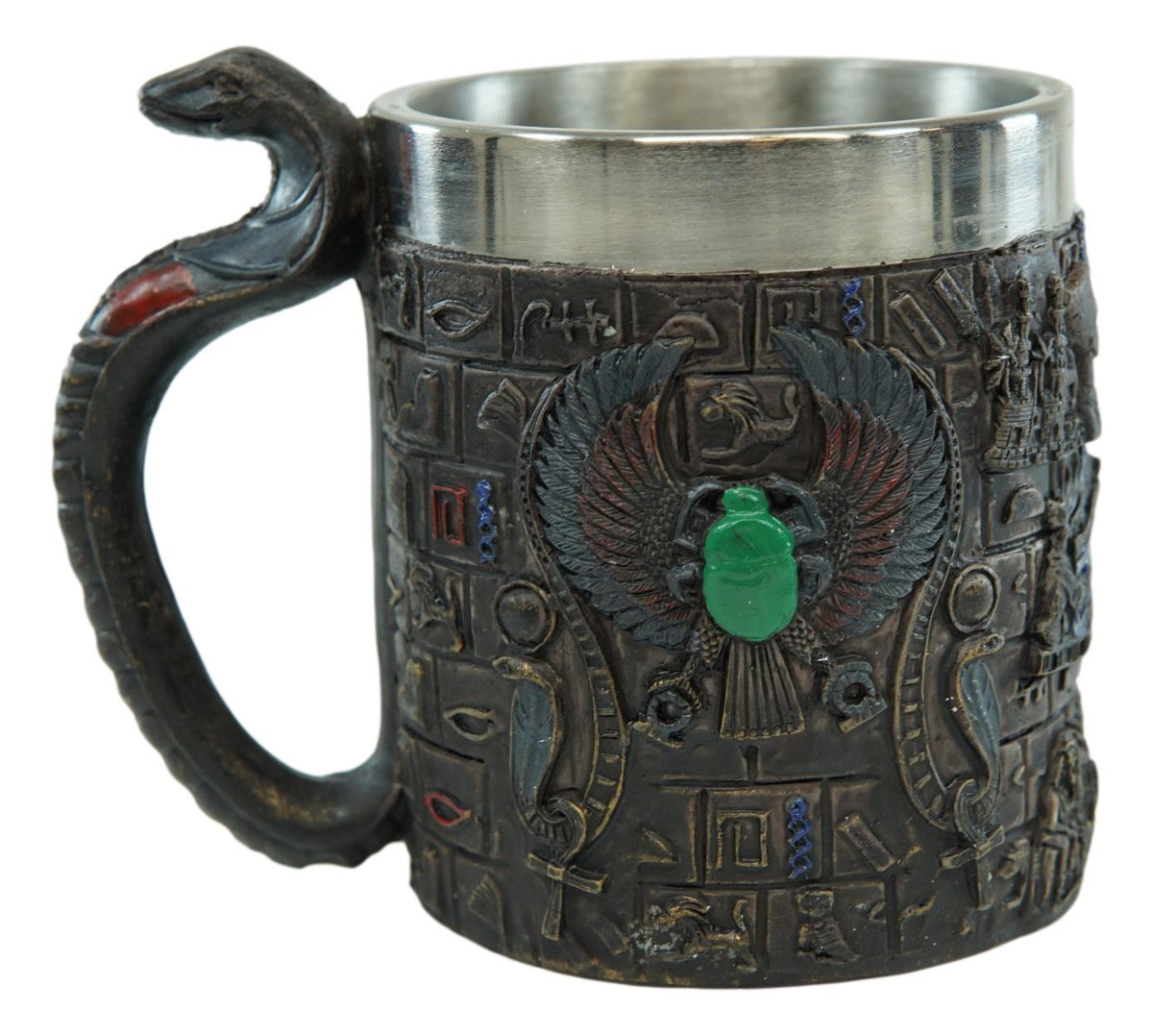 Ebros Egyptian Eye Of Horus Amulet Wedjat Mug Drink Coffee Cup Winged Scarab Beetle