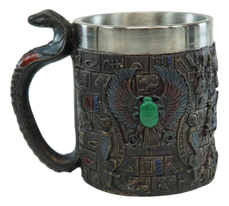 Ebros Egyptian Eye Of Horus Amulet Wedjat Mug Drink Coffee Cup Winged Scarab Beetle