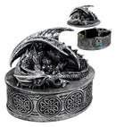 Oval Celtic Knotwork Mythical Sleeping Dragon Decorative Box Trinket Jewelry Box