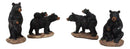 Ebros Western Rustic Black Mama Bear Playing W/ Baby Cub Set Of 4 Mini Figurines