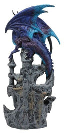 Ebros Gift Hyperion Gemstone Midnight Dragon Protecting Stone Castle Figurine 11.75" H