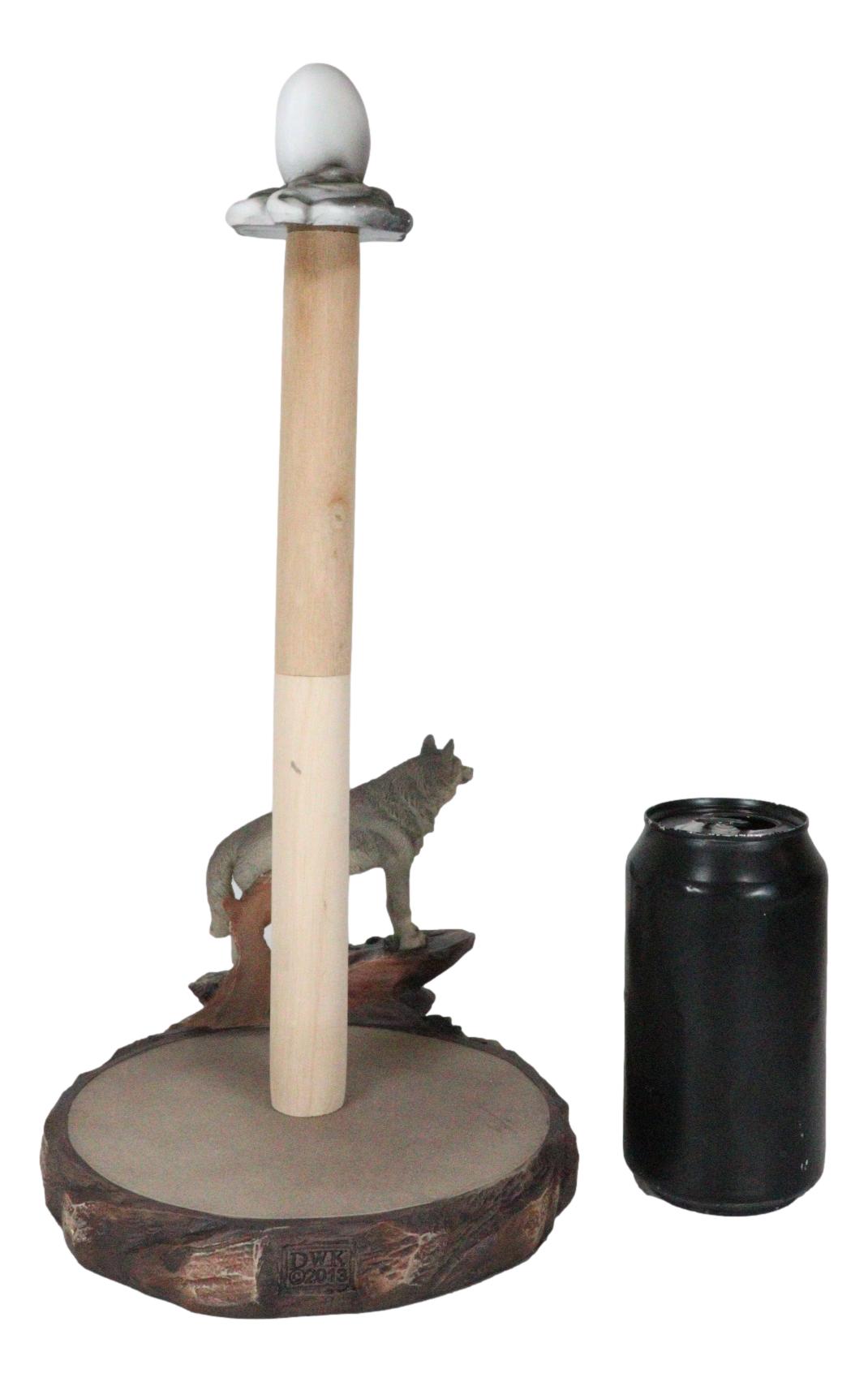 Rustic Wildlife Forest Alpha Gray Wolf Approaching Full Moon Paper Towel Holder
