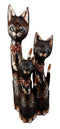 Balinese Wood Handicraft Gecko Tattoo Feline Cat Family Set of 3 Figurines 20"H