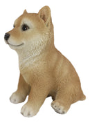 Lifelike Realistic Japanese Shiba Inu Puppy Dog Figurine With Glass Eyes 5"H