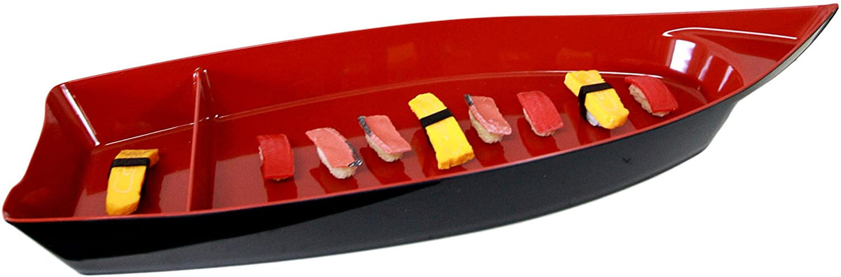 Ebros Gift Japanese Traditional Large 27.5" Long Red Plastic Lacquer Sushi Fishing Boat