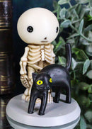 Ebros Psychic Lucky The Skeleton Boy Meets a Black Cat Figurine 3.25" Tall The Witching Hour