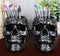 Ebros Set of 2 Tribal Tattoo Floral Skulls Stationery Pen Holder Desktop