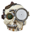 Ebros Gift Steampunk Detective Skull with Electric Plasma Core Reactor Laser Static Storm Eye Skeleton Gearwork Cranium Decorative Accent Night Party Lamp Figurine 7" Long Halloween Home Decor Statue