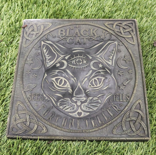 Pack Of 3 Wicca Mystic Black Cat Sees Tells Fortune Teller Resin Stepping Stones