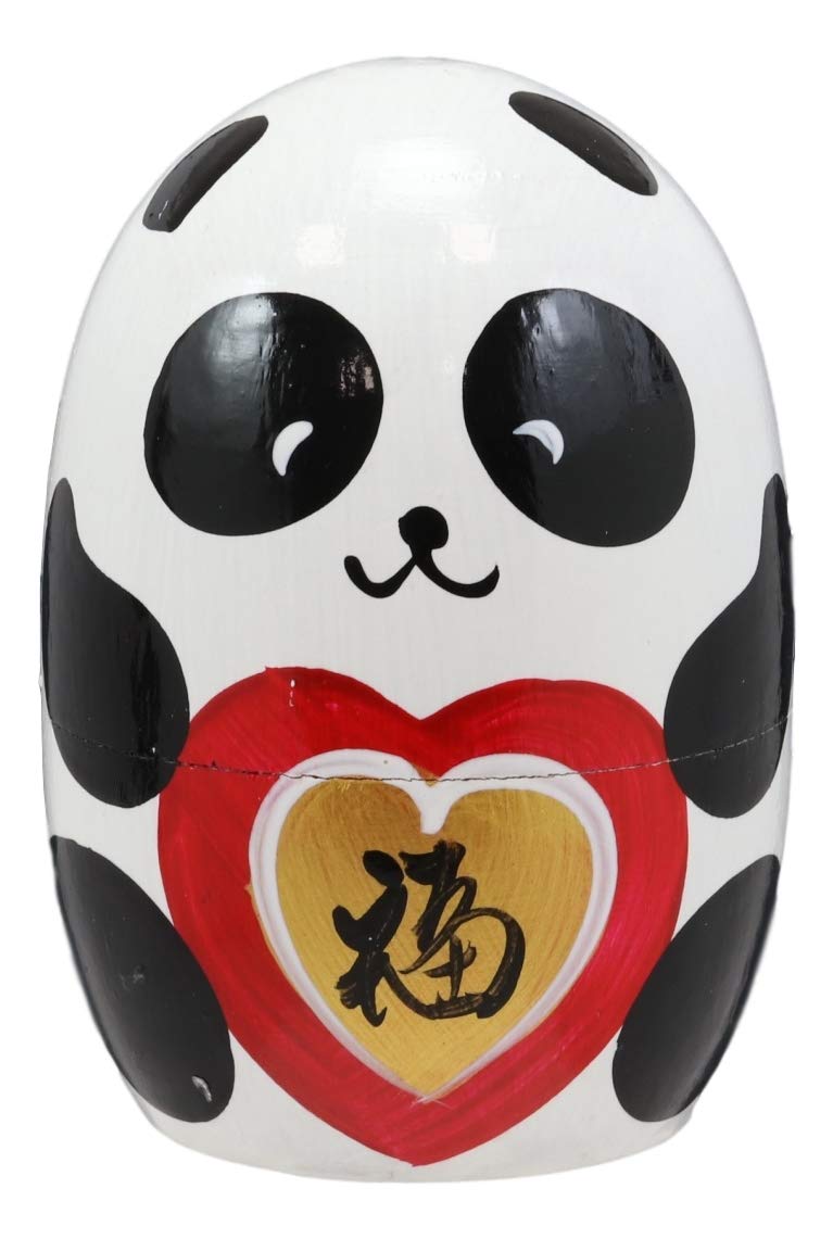 Ebros Giant Panda Bear Wooden Toy Stacking Nesting Dolls 5 Piece Matryoshka