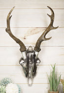 Large 16"H Silver Rustic Deer Buck Head Skull Antlers Wall Decor Plaque Figurine