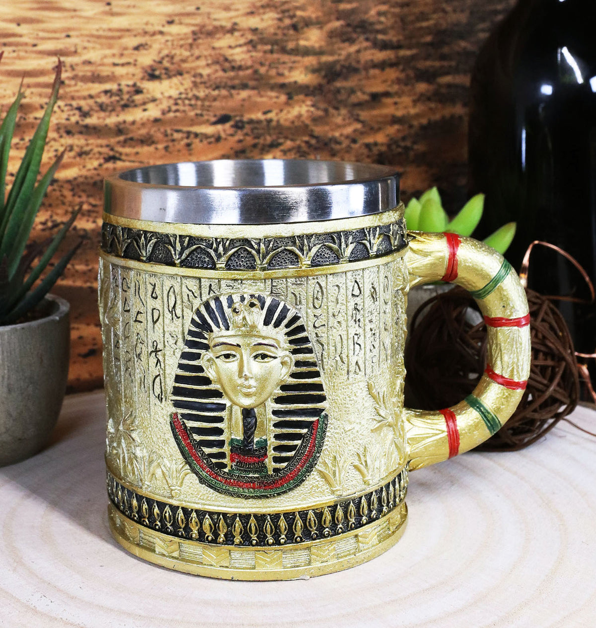 Ebros Egyptian Theme Dynasty Pharaoh King Tut Mask Bust Coffee Cup Mug Beer Tankard