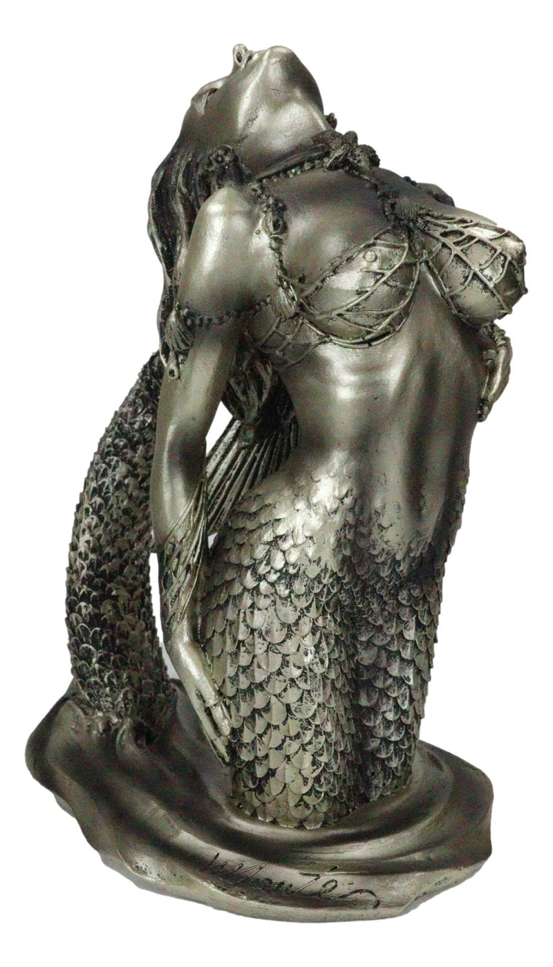 Nautical Seductive Siren of The Seas Nude Mermaid Rising Out Of Waters Figurine