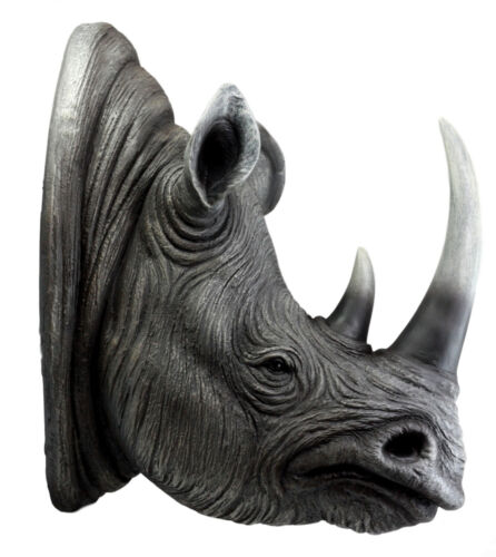 Safari Black Rhino Wall Plaque 14.5"H Taxidermy Rhinoceros Wall Decor Sculpture