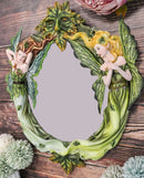 Blonde And Brunette Fairies In Enchanted Forest with Greenman Wall Mirror Decor