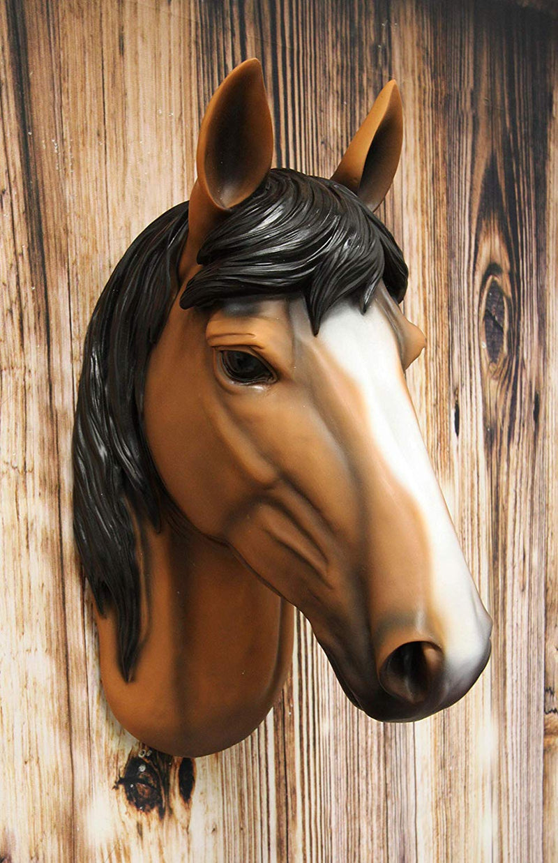 Ebros Equine Chestnut Mustang Horse Head Wall Decor Plaque 15.5"H Hanging Bust
