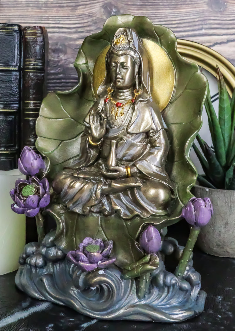 Bodhisattva Buddha Kuan Yin Seated on Lotus In Meditation Sculpture Statue