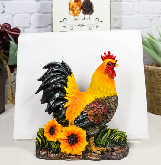 Ebros Chicken Farm Morning Crow Rooster Dinner Napkin Holder Figurine 6" Tall - Ebros Gift