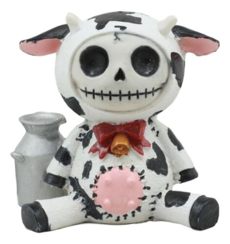 Furry Bones Moo Moo Bovine Cow Skeleton With Milk Jug Statue 2.25"H Furrybones