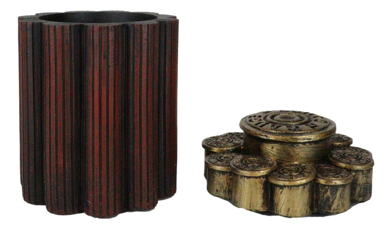 Rustic Western Shotgun 12 Gauge Bullet Shells Decorative Container Box With Lid