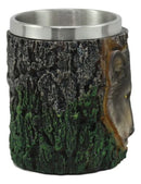 Woodland Animal Totem Spirit Gray Wolf Mug Textured With Rustic Tree Bark Design