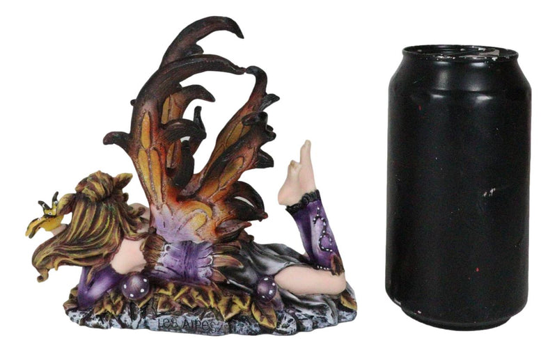 Butterfly Kisses Fall Maple Leaf Fairy With Golden Butterfly Statue 6"Long