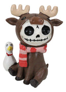 Furry Bones Pink Scarfed Spruce The Moose With White Duck Skeleton Figurine 3"H