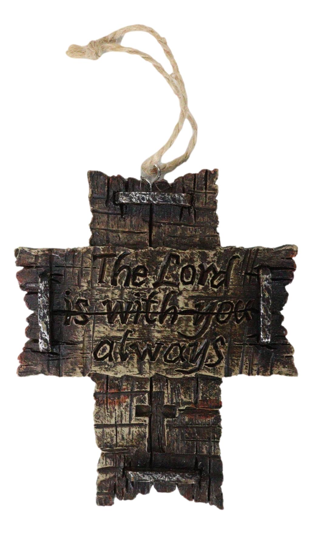 Rustic Western Christian Bible Verses Crosses Set of 4 Christmas Tree Ornaments
