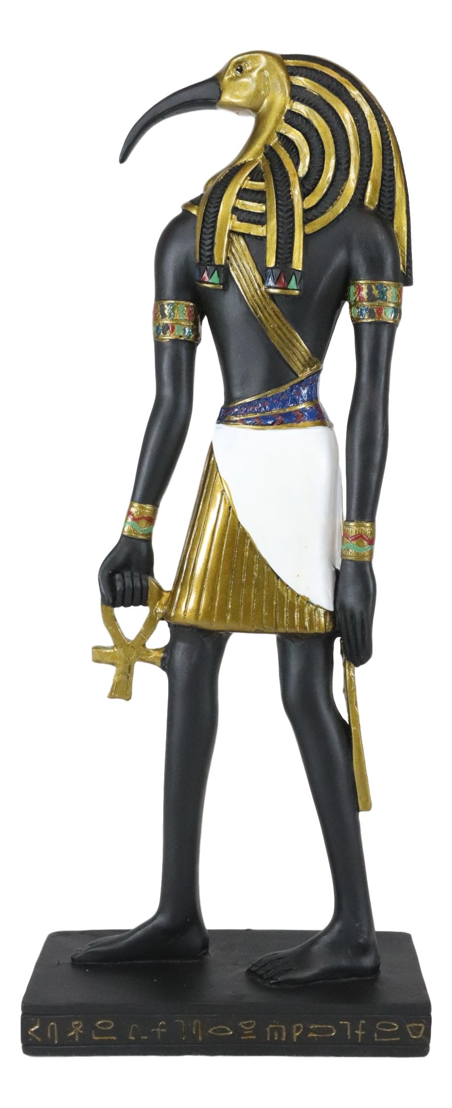 Ebros Classic Egyptian God Thoth Holding Ankh Slim Profile Figurine 10" H - Ebros Gift