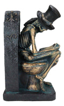 Constipated Skeleton With Raven On Graveyard Toilet Bowl Reading Book Figurine