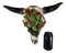 12"L Southwestern Steer Cow Skull With Ropes And Cactus Blooms Wall Decor Plaque