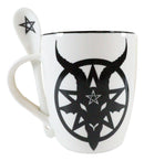 Ebros Occult Sigil Of Baphomet Sabbatic Goat Bone China Mug And Spoon Set
