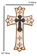 Vintage Royal Scroll Le Fleur French Fleur De Lis Layered Crucifix Wall Cross