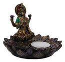 Hindu Goddess Sri Lakshmi On Lotus Padma Flower Votive Candle Holder Figurine