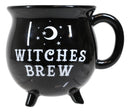 Ebros Wicca Sacred Crescent Moon Witches Brew Black Cauldron Coffee Tea Mug Cup 14oz