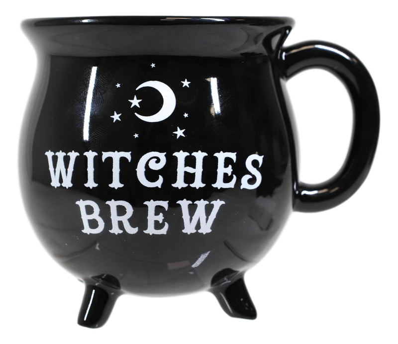 Ebros Wicca Sacred Crescent Moon Witches Brew Black Cauldron Coffee Tea Mug Cup 14oz