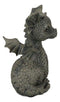 Whimsical Dainty Garden Dragon Sitting Figurine Faux Stone Fantasy Decor