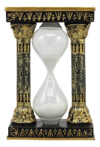 Egyptian Gods Eye Of Horus And Ankh Hieroglyphic Column Sand Timer Statue Decor