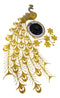 35"H Large Peacock Bird Iris Train Colorful Gold Plated Metal Analog Wall Clock