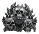 Ebros Large El Diablo Hell Fire See Hear Speak No Evil Skeletons Wall Decor 13.25"Wide Gothic Trio Wise Skulls Wall Plaque Sculpture