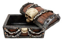 Ebros Chained Skull On Pirate Treasure Chest Jewelry Trinket Box 6" Wide