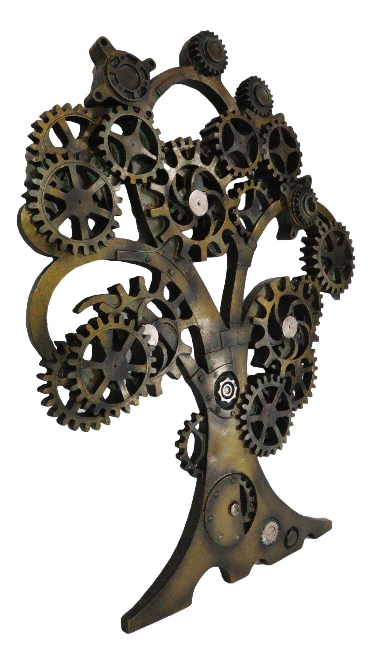 Ebros Large 20" High Steampunk Tree of Life Wall Decor Victorian Sci Fi Celtic Sacred Tree with Painted Gearwork Pressure Gauge Hanging Plaque Figurine - Ebros Gift