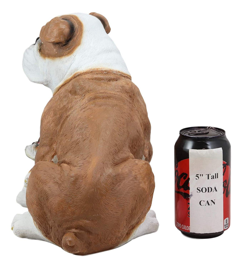 Ebros Realistic Lifelike Bulldog Mother and Puppy Statue 10" Tall Dog Breeds American Bulldogs Figurine Gallery Quality Sculpture with Glass Eyes
