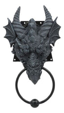 Ancient Medieval Fantasy Horned Dragon Head Door Knocker Resin Dragon Home Decor
