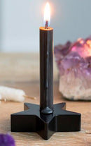 Pack Of 4 Occult Wicca Black Pentagram Star Small Candle Stick Holder Sculpture