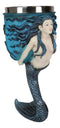 Ebros Sirens Of The Sea Blue Mermaid Octopus With Tail Fin Stem Wine Goblet